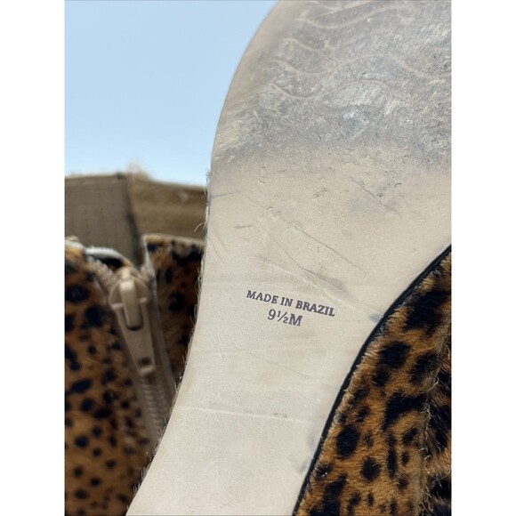 Matisse Nugent Wedge Bootie Cow Hair in Leopard Leather real fur Size 9.5 - Picture 14 of 16